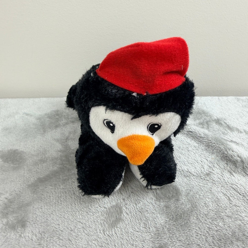 Greenbrier International Penguin Plush Stuffed Animal Black White Red Hat Scarf